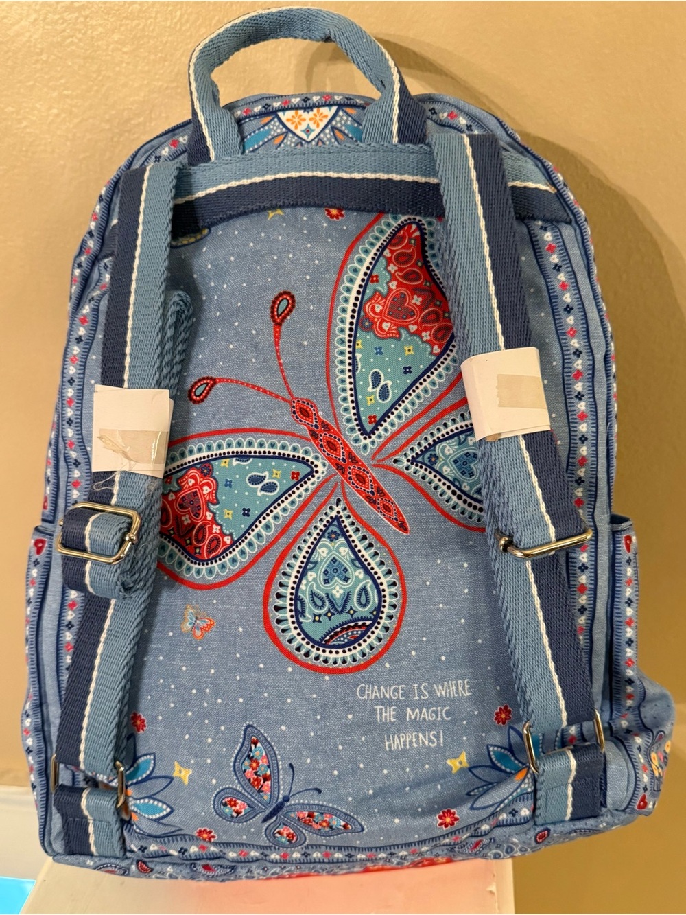 Brighton Light Blue Embroidered Bandana-Style Backpack NWT - Picture 3 of 12